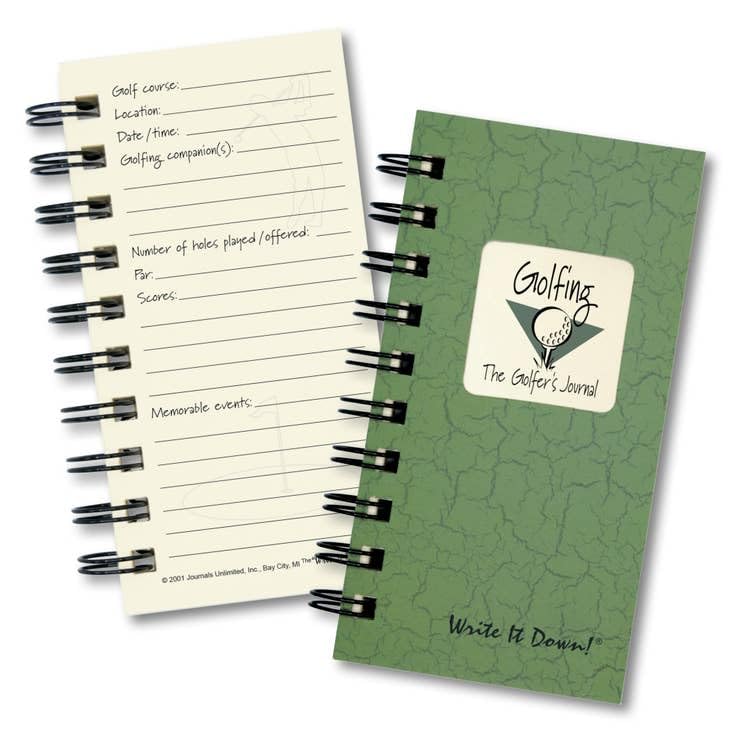 Write it Down series by Journals Unlimited, Guided Journal, Golfing, The Golfer's Journal, Mini-Size 3â€x5.5â€, Green Hard Cover, Made in USA - Image 1